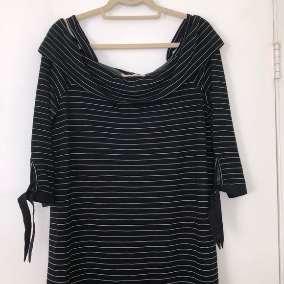 Ann Taylor Loft Off Shoulder Striped Dress Sz 14 - Picture 2 of 6